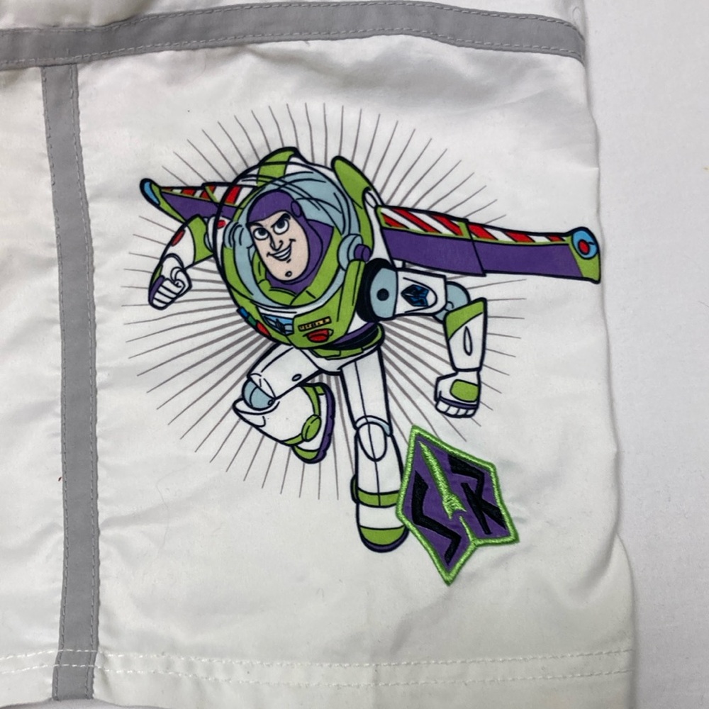 Disney Green and White Toy Story Buzz Lightyear Swim Trunks with Comfortable Fit - Picture 4 of 5